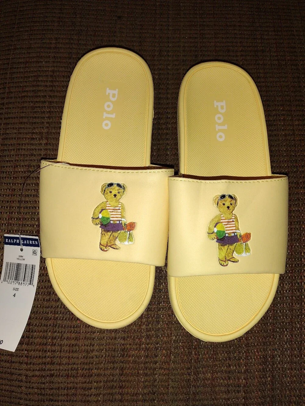 Polo by Ralph Lauren Kids Yellow Cayson Bear Slide Sandals
